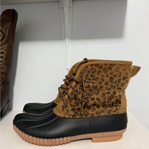 Leopard Print Women's Duck Boots